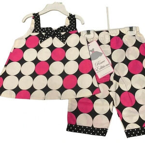RARE EDITIIONS GIRLS NWT PINK TOP BOTTOM SHIRT BIRTHDAY SUMMER SZ 18 & 24 MONTHS